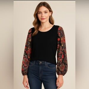 🌸🌸Girl With Curves Floral Patchwork Crew Neck Raglan Sleeve 🌸🌸